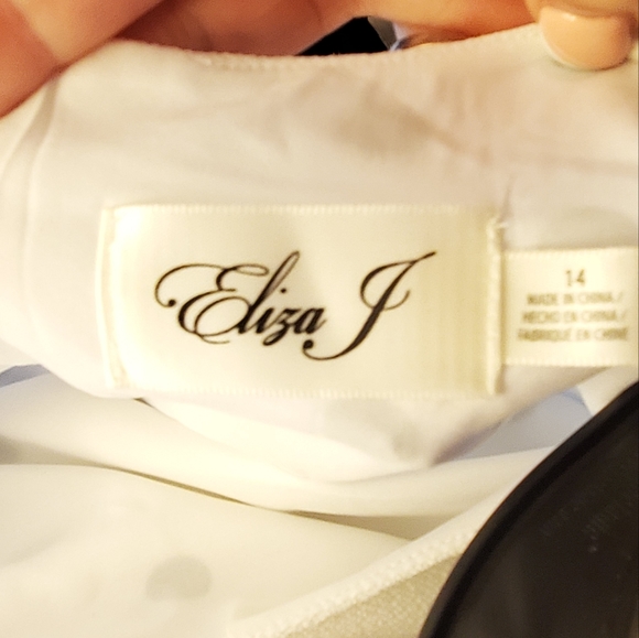 Eliza JPolka Dot Crew Neck Short Flutter Sleeve High-Low Dress Size 14 - Picture 3 of 7